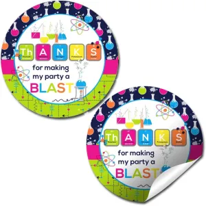 Science Birthday Party Sticker Labels, 40 2" Party Circle Stickers by AmandaCreation, Great for Party Favors, Envelope Seals & Goodie Bags