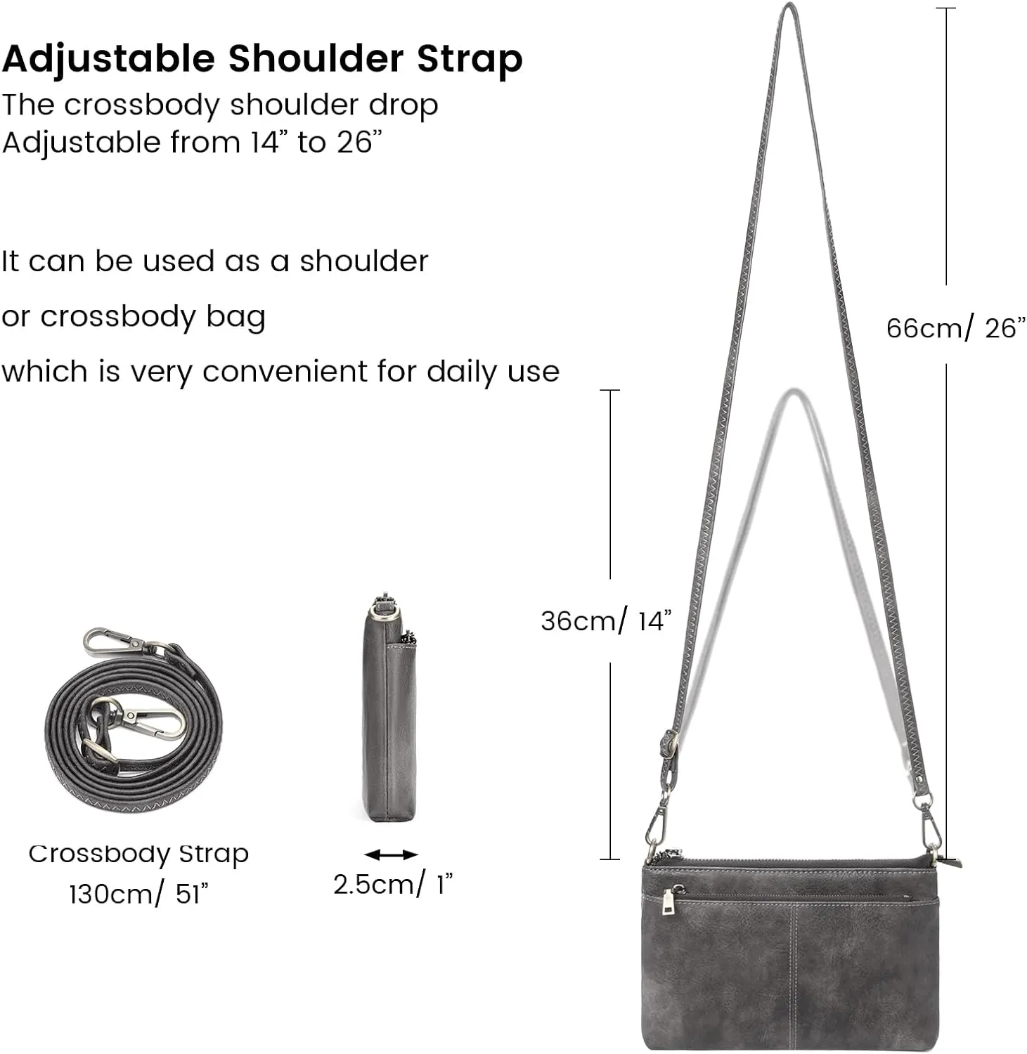 SENDEFN Leather Crossbody Bag for Women Small Clutch Purses Crossbody Shoulder Handbag Wallet Purses RIFD Card Slots