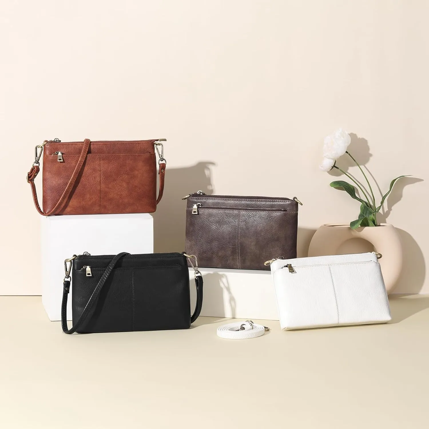 SENDEFN Leather Crossbody Bag for Women Small Clutch Purses Crossbody Shoulder Handbag Wallet Purses RIFD Card Slots