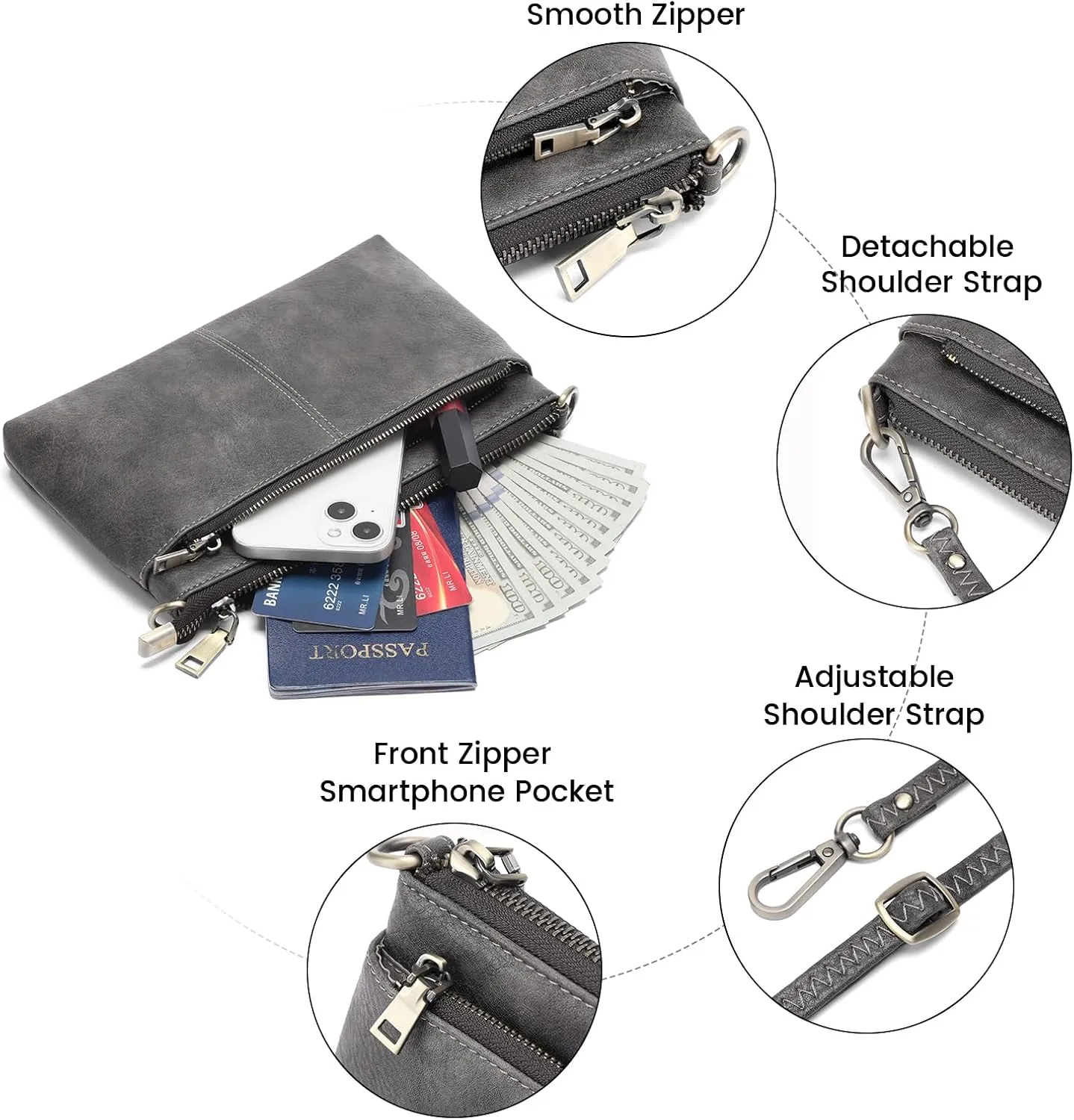 SENDEFN Leather Crossbody Bag for Women Small Clutch Purses Crossbody Shoulder Handbag Wallet Purses RIFD Card Slots