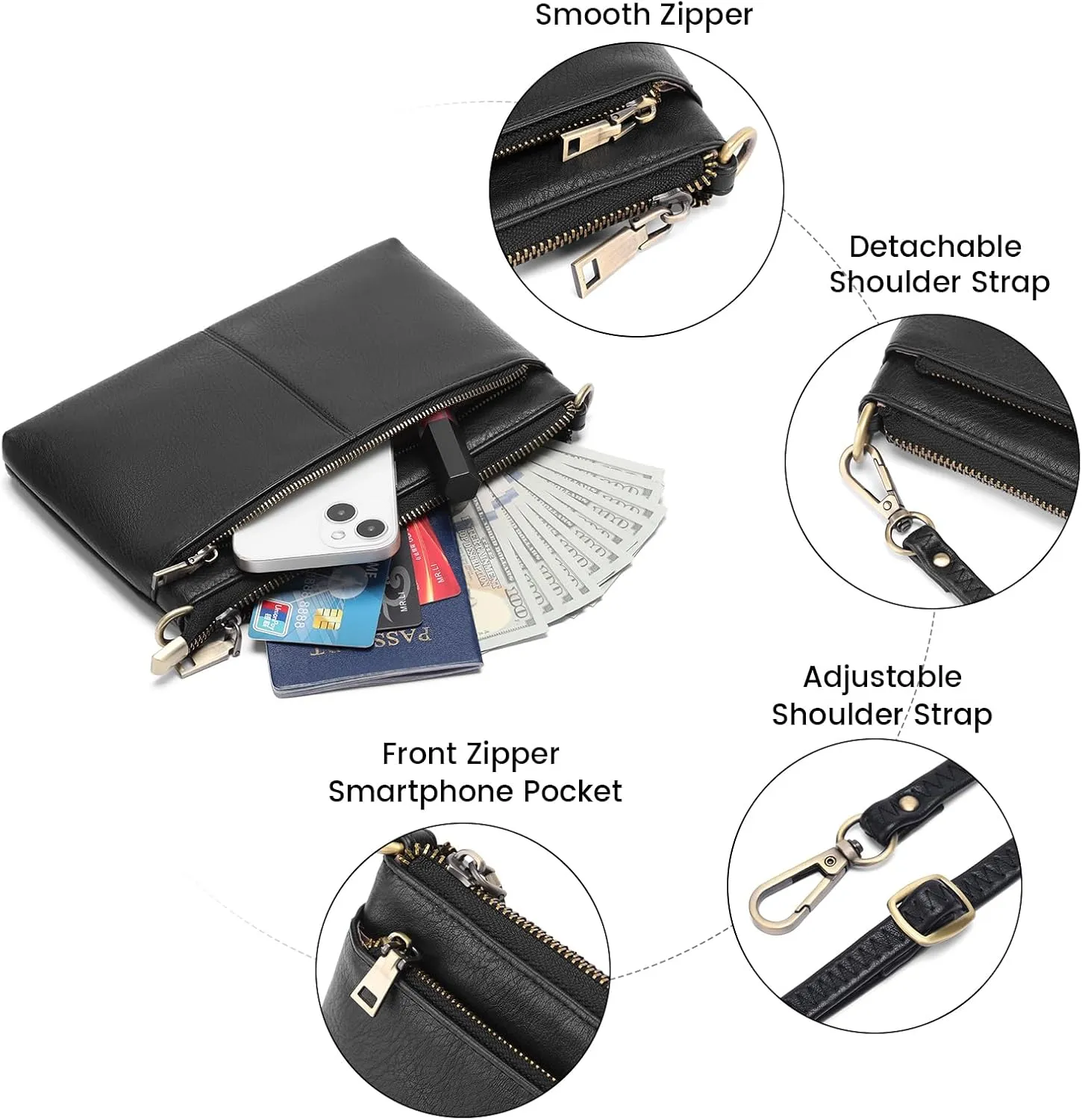 SENDEFN Leather Crossbody Bag for Women Small Clutch Purses Crossbody Shoulder Handbag Wallet Purses RIFD Card Slots