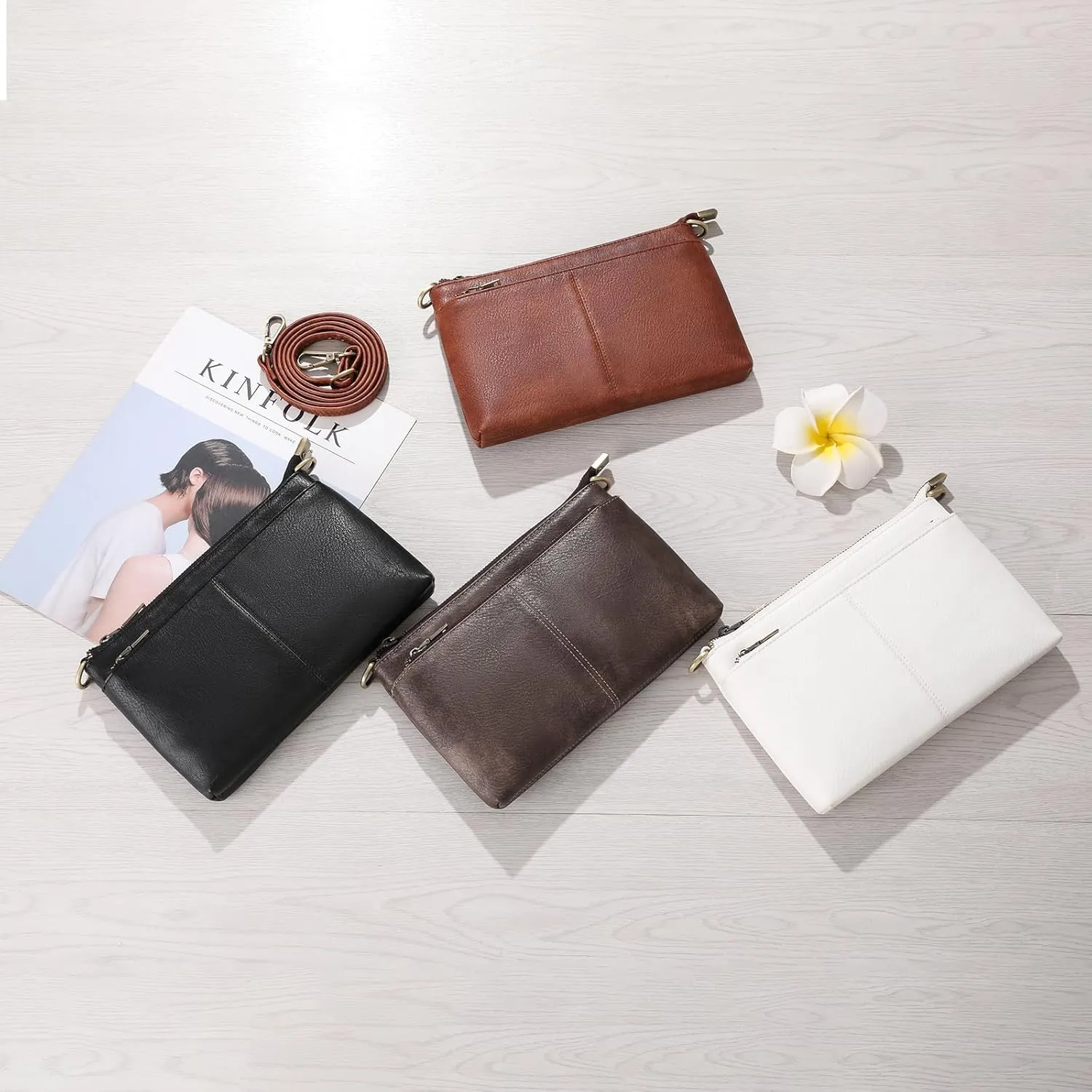 SENDEFN Leather Crossbody Bag for Women Small Clutch Purses Crossbody Shoulder Handbag Wallet Purses RIFD Card Slots