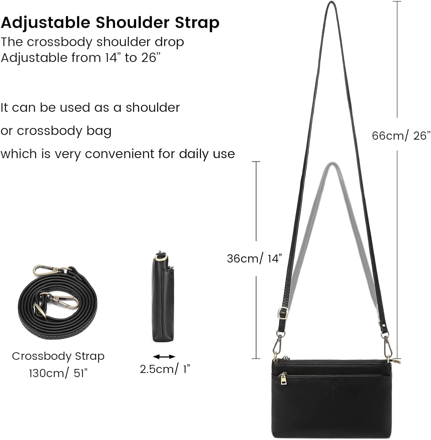 SENDEFN Leather Crossbody Bag for Women Small Clutch Purses Crossbody Shoulder Handbag Wallet Purses RIFD Card Slots