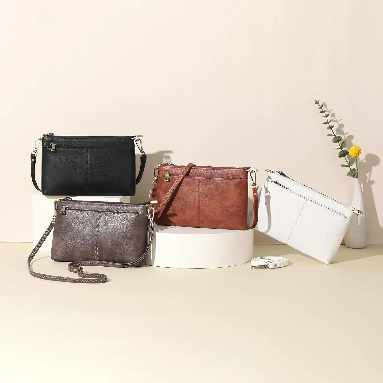 SENDEFN Leather Crossbody Bag for Women Small Clutch Purses Crossbody Shoulder Handbag Wallet Purses RIFD Card Slots