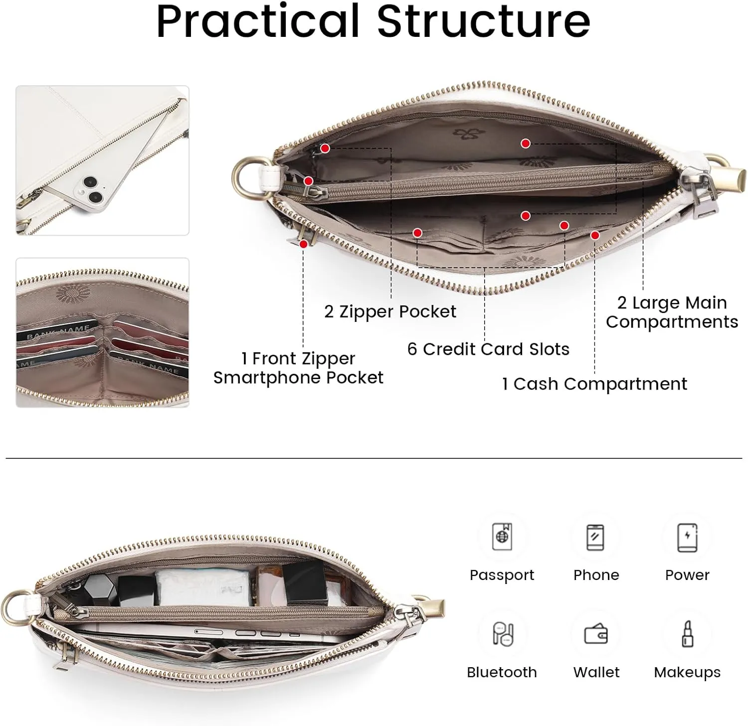 SENDEFN Leather Crossbody Bag for Women Small Clutch Purses Crossbody Shoulder Handbag Wallet Purses RIFD Card Slots