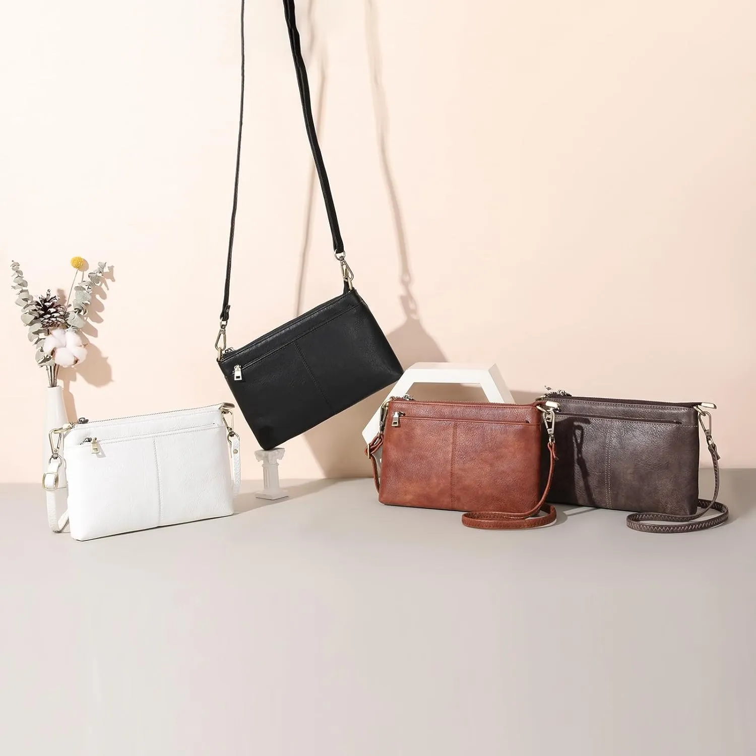 SENDEFN Leather Crossbody Bag for Women Small Clutch Purses Crossbody Shoulder Handbag Wallet Purses RIFD Card Slots
