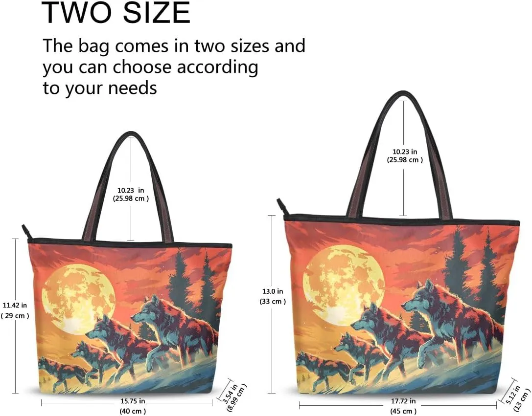 senya Running Wolves Downhill Shoulder Bags Large Handle Ladies Handbag