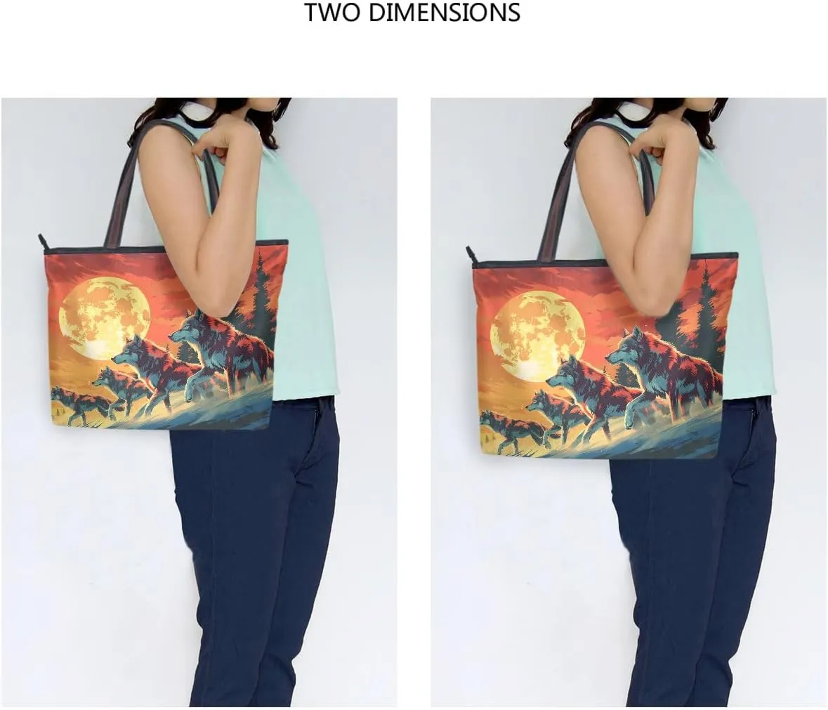 senya Running Wolves Downhill Shoulder Bags Large Handle Ladies Handbag