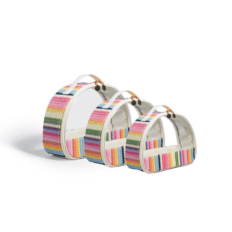 Shockproof Bag Bag Woven Rainbow Transparent Woven PVC Waterproof Storage Toiletries Straw Semicircle Cosmetic Countdown deal