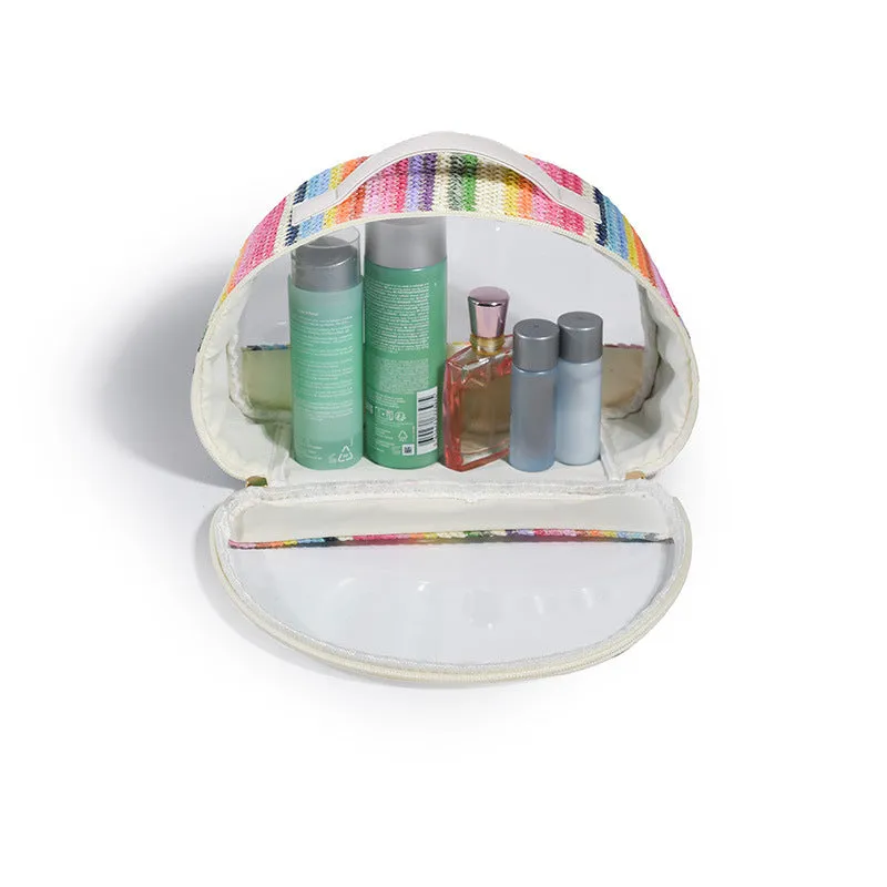 Shockproof Bag Bag Woven Rainbow Transparent Woven PVC Waterproof Storage Toiletries Straw Semicircle Cosmetic Countdown deal