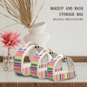Shockproof Bag Bag Woven Rainbow Transparent Woven PVC Waterproof Storage Toiletries Straw Semicircle Cosmetic Countdown deal