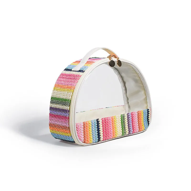 Shockproof Bag Bag Woven Rainbow Transparent Woven PVC Waterproof Storage Toiletries Straw Semicircle Cosmetic Countdown deal