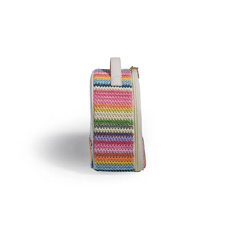 Shockproof Bag Bag Woven Rainbow Transparent Woven PVC Waterproof Storage Toiletries Straw Semicircle Cosmetic Countdown deal