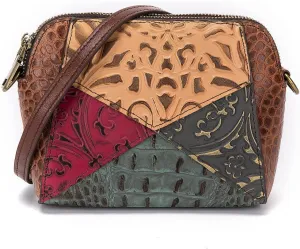 Shoulder Bag for Women Genuine Leather Retro Splicing Color Satchel Fashion Purse Ladies Multicolor Crossbody Bag, One Color, One Size