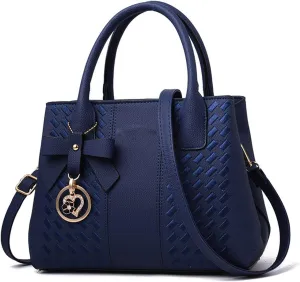 Shoulder Bags Women Handbags PU Leather Totes Bag Top-Handle Embroidery Crossbody Shoulder Bag Lady Simple Style Hand Bags(Blue)