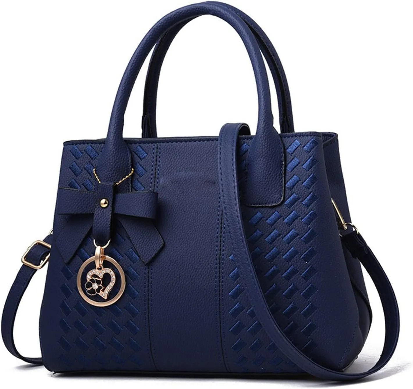 Shoulder Bags Women Handbags PU Leather Totes Bag Top-Handle Embroidery Crossbody Shoulder Bag Lady Simple Style Hand Bags(Blue)