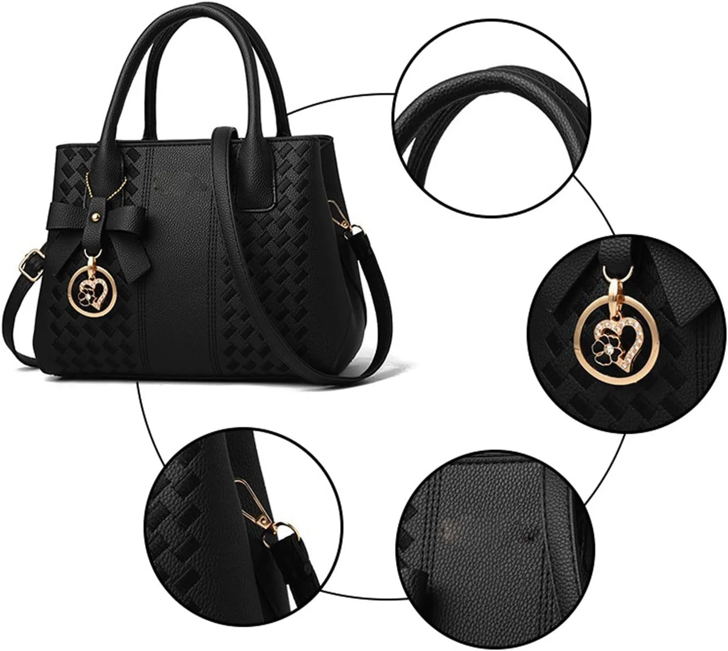 Shoulder Bags Women Handbags PU Leather Totes Bag Top-Handle Embroidery Crossbody Shoulder Bag Lady Simple Style Hand Bags(Blue)