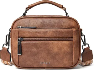 Shrrie Quilted Crossbody Bags for Women - Vegan Leather Crossbody Purses Triple Pocket Small Purses for Women Wide Strap