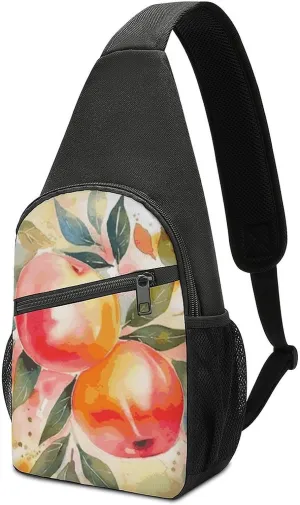 Sling Bags Colorful Peach Watercolor Design Chest Bag for Men Women Shoulder Bag for Travel Sport Chest Pack