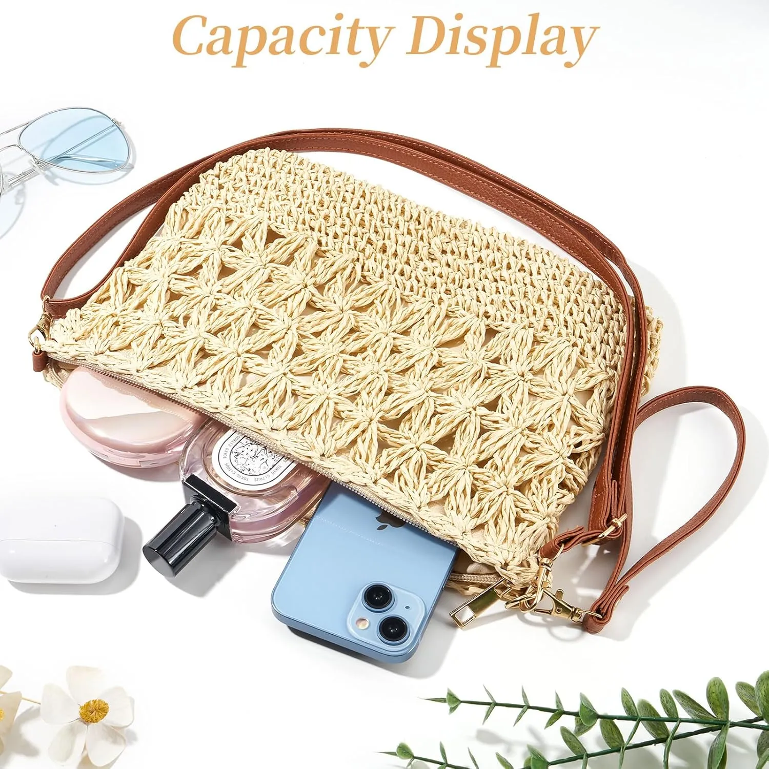 Small Straw Purse for Women Summer Clutch Purses Beach Woven Envelope Bag Raffia Shoulder,Straw Crossbody Bag boho