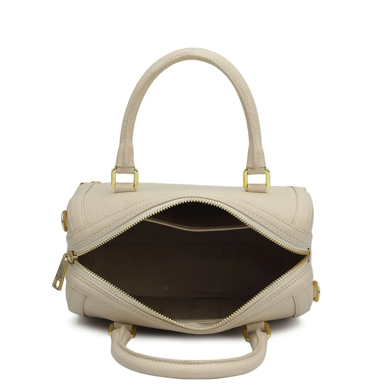 Small Wax Leather Satchel Bag - Dove
