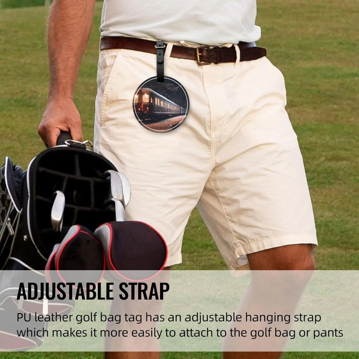 Snowy Night Railway Train Black Golf tee Storage Bag - Easy to Carry Around and More efficient in Playing Golf
