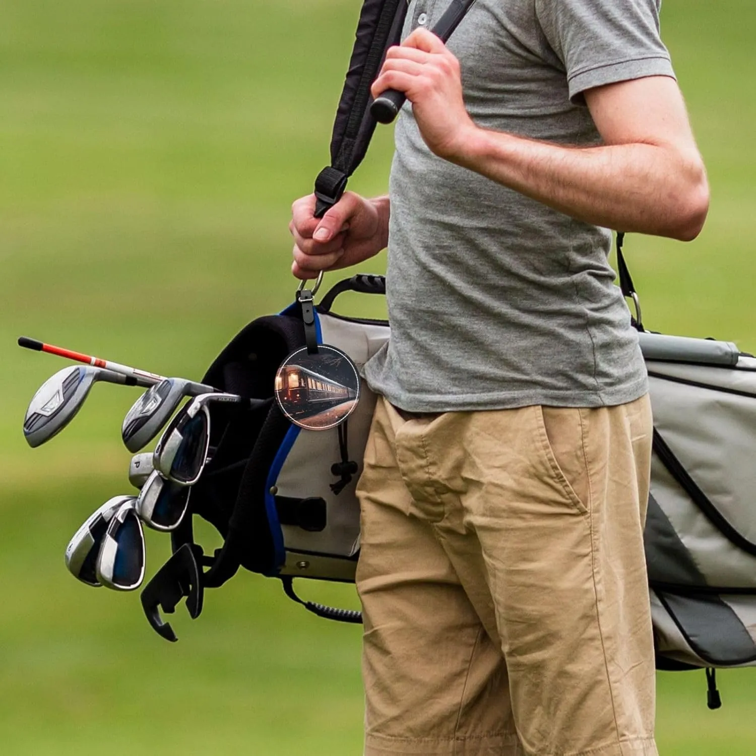 Snowy Night Railway Train Black Golf tee Storage Bag - Easy to Carry Around and More efficient in Playing Golf