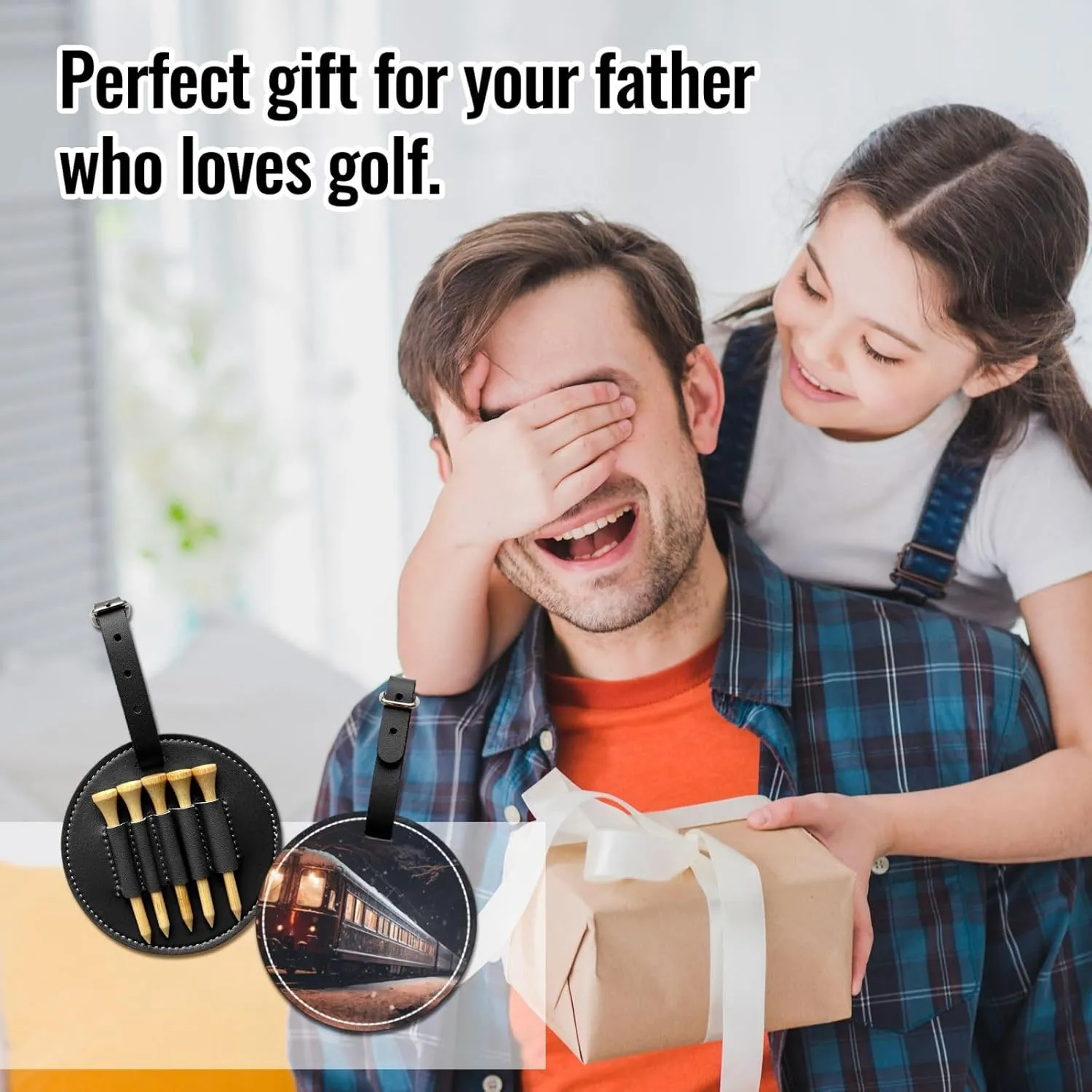Snowy Night Railway Train Black Golf tee Storage Bag - Easy to Carry Around and More efficient in Playing Golf
