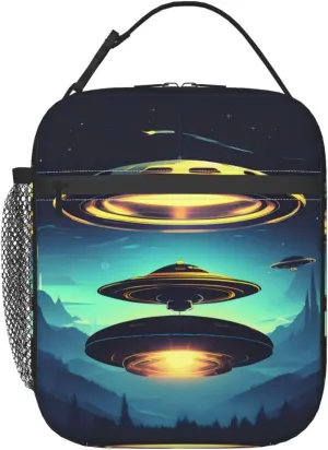 Spacecraft Descend Lunch Tote Bag,Food Handbags Case For Women Lunch Box Insulated Lunch Container
