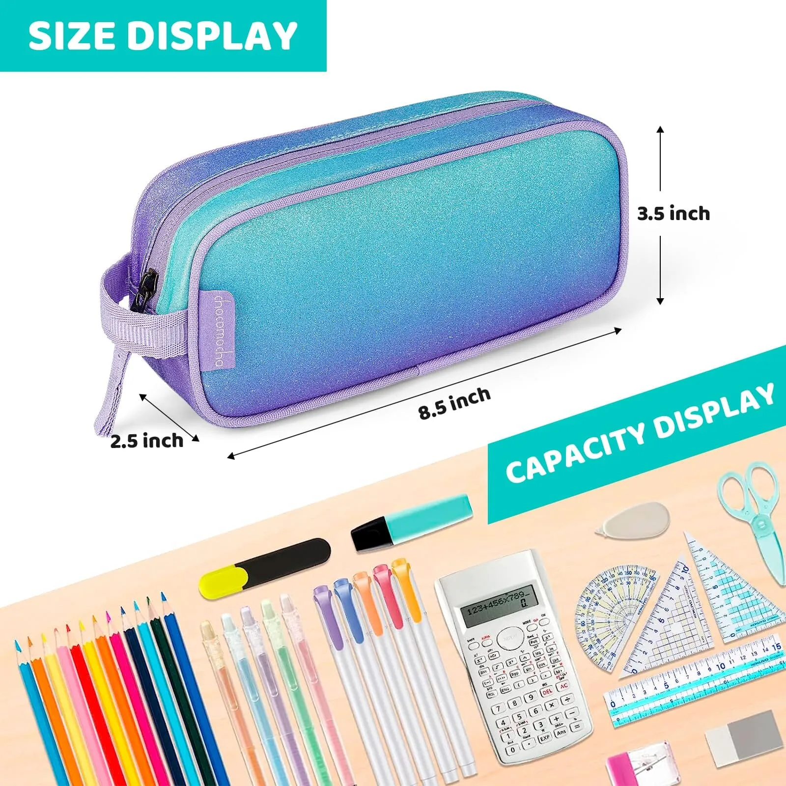 Sparking Gradient Colorful Purple Pencil Bag