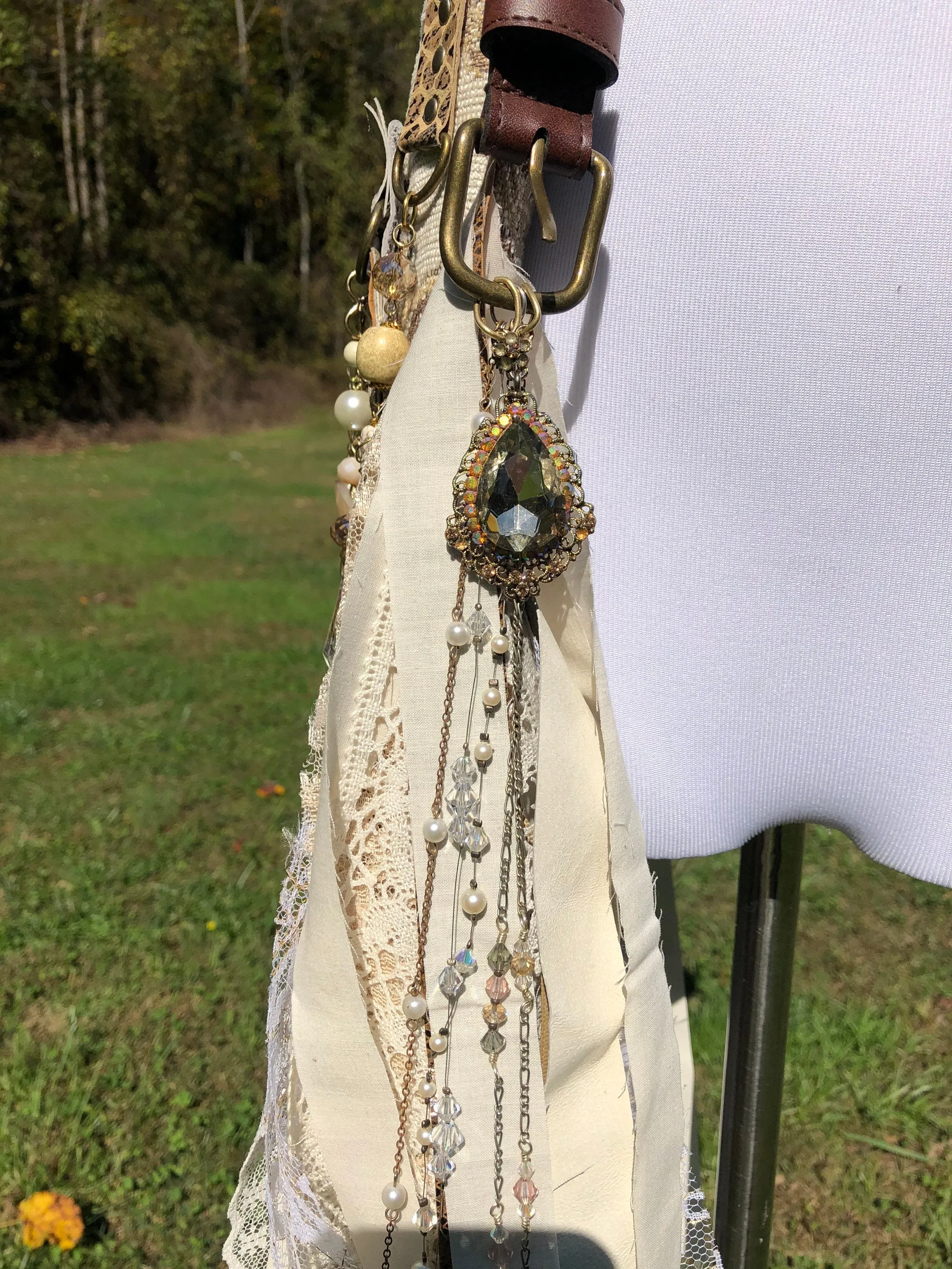 Sparkling Earthy Goddess Bag, Ultimate Festival Fringe Bag, A Hippie Handbag with Boho Chic Embellishments.