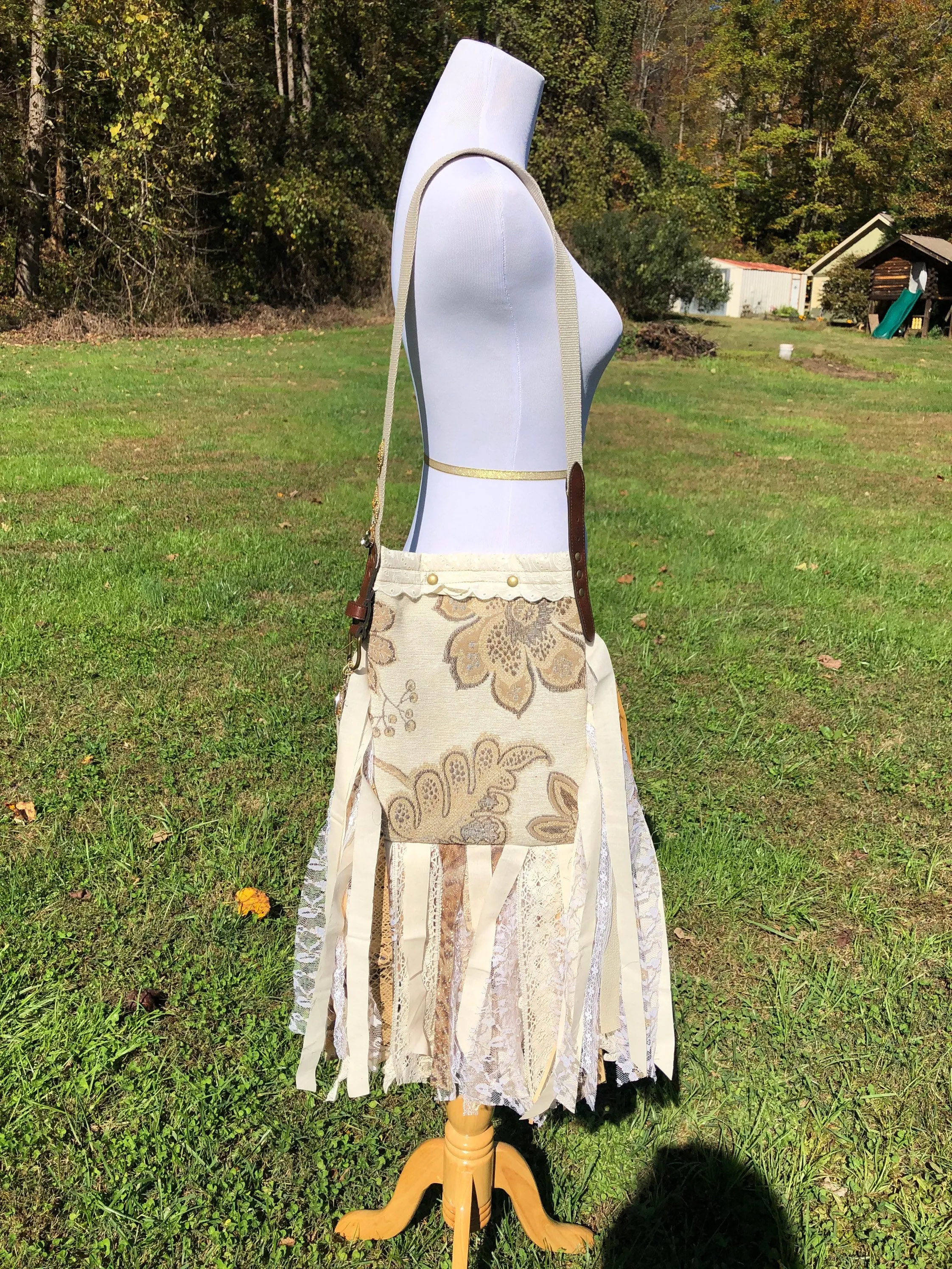 Sparkling Earthy Goddess Bag, Ultimate Festival Fringe Bag, A Hippie Handbag with Boho Chic Embellishments.