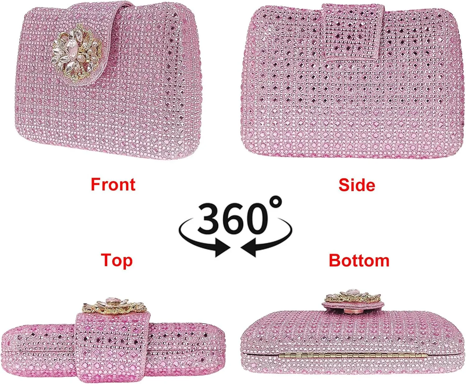 Sparkly Rhinestone Unique Evening Bag Women Floral Clutch Handbag Shoulder Bags