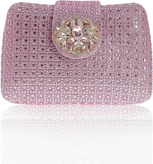 Sparkly Rhinestone Unique Evening Bag Women Floral Clutch Handbag Shoulder Bags