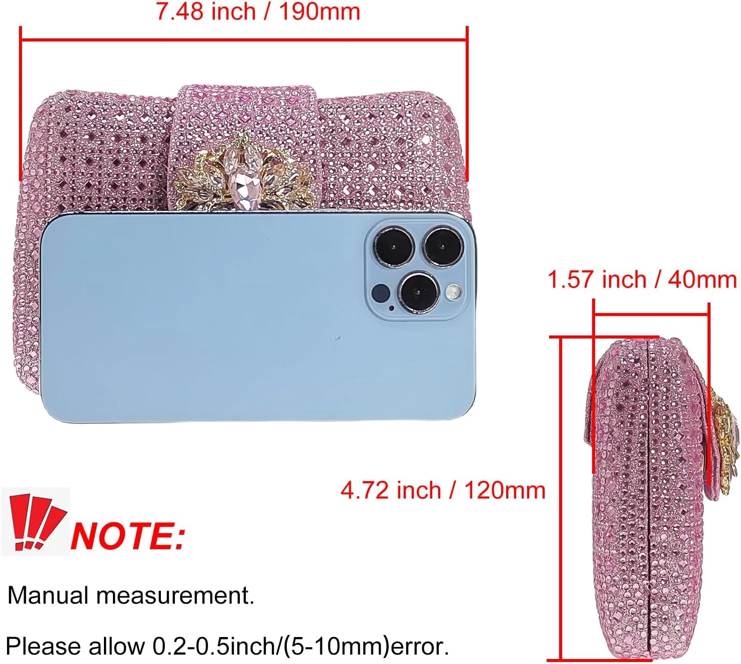 Sparkly Rhinestone Unique Evening Bag Women Floral Clutch Handbag Shoulder Bags