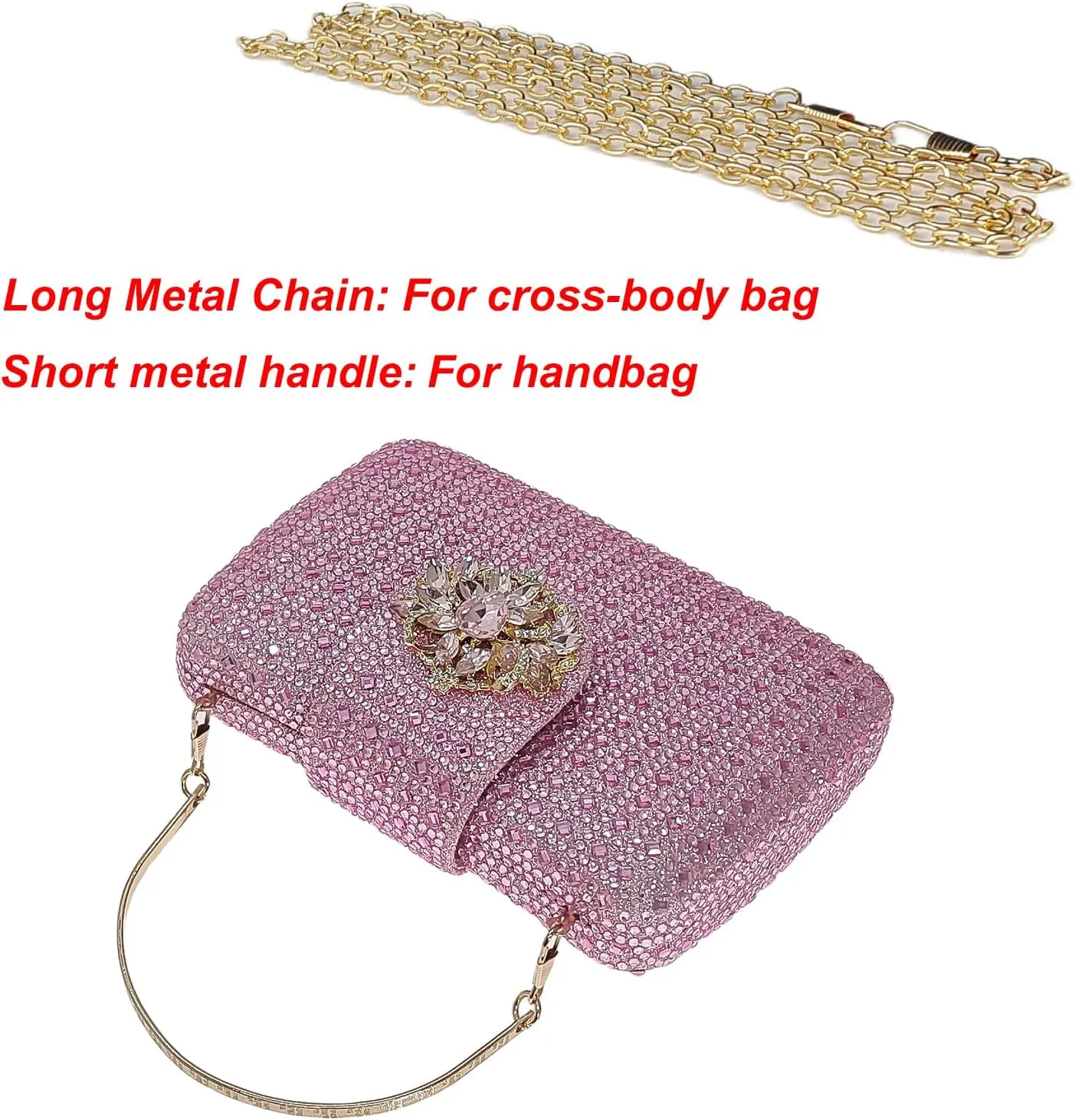 Sparkly Rhinestone Unique Evening Bag Women Floral Clutch Handbag Shoulder Bags