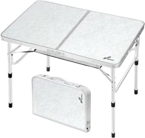 Sportneer Camping Table: Adjustable Height Small Folding Table 35.4" L x 23.6" W 2 Height with Mesh Layer - Compact & Portable Camping Essentials for Outdoor Camp Garden Picnic BBQ Dining Cooking
