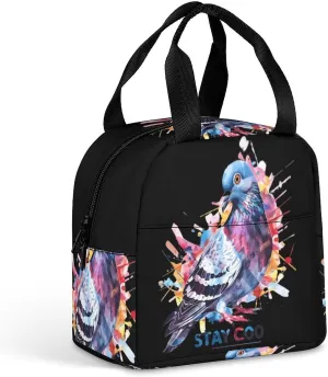 Stay Coo Watercolor Pigeon Reusable Lunch Bag Insulated Tote Box Cooler Food Handbags Case For Women Men 22 * 20 * 13cm