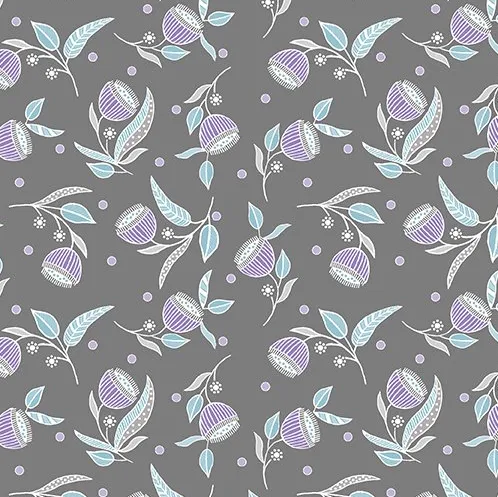 Stitch Garden - Pod Flowers Charcoal (20cm)