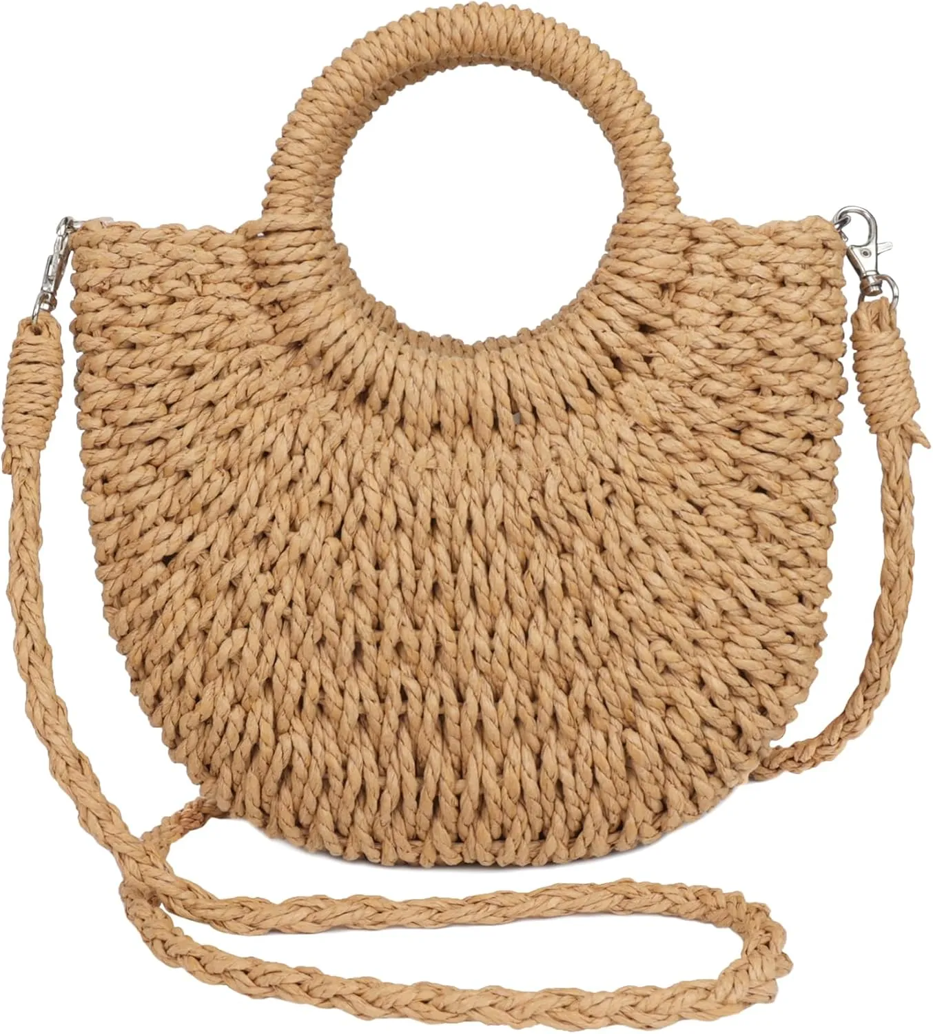 Straw Beach Bags for Women Small Shoulder Purse Woven Crossbody Handbag Top Handle Bag for Summer