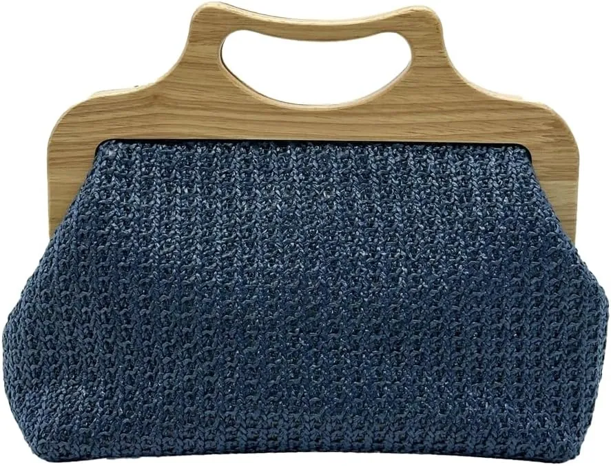 Straw Clutch for Women PP Straw Top-handle Wooden Purses Handbag Crossbody Bag for Beach Summer Travel 2025