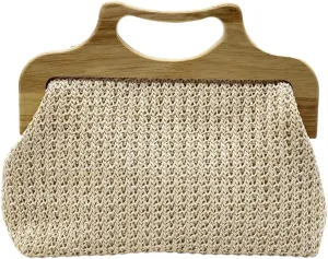 Straw Clutch for Women PP Straw Top-handle Wooden Purses Handbag Crossbody Bag for Beach Summer Travel 2025