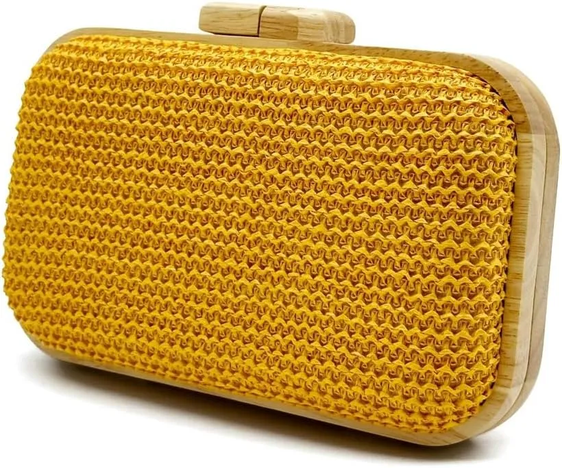 Straw Clutch for Women PP Straw Wooden Purses Handbag Crossbody Bag for Beach Summer Travel 2025