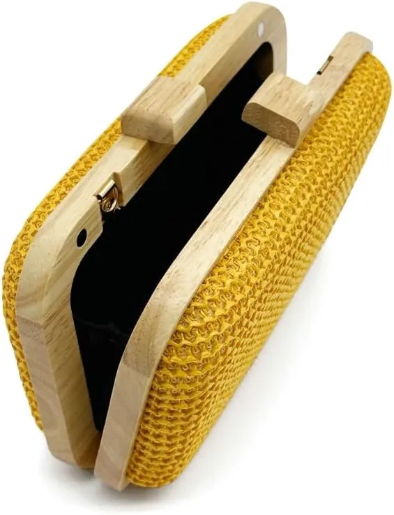 Straw Clutch for Women PP Straw Wooden Purses Handbag Crossbody Bag for Beach Summer Travel 2025