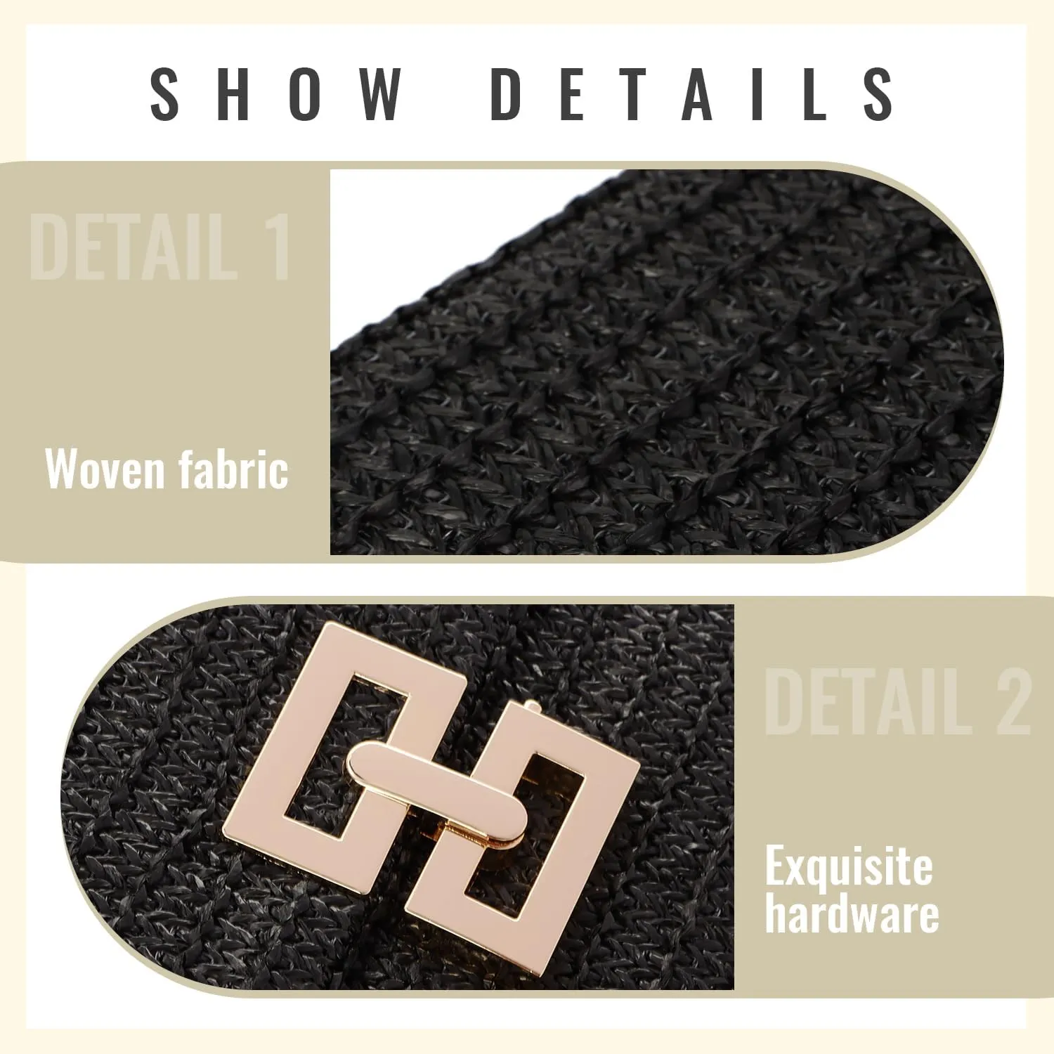 Straw Clutch Purses for Women Summer Beach Bag Woven Purse Wicker Rattan Envelope Clutch for Wedding