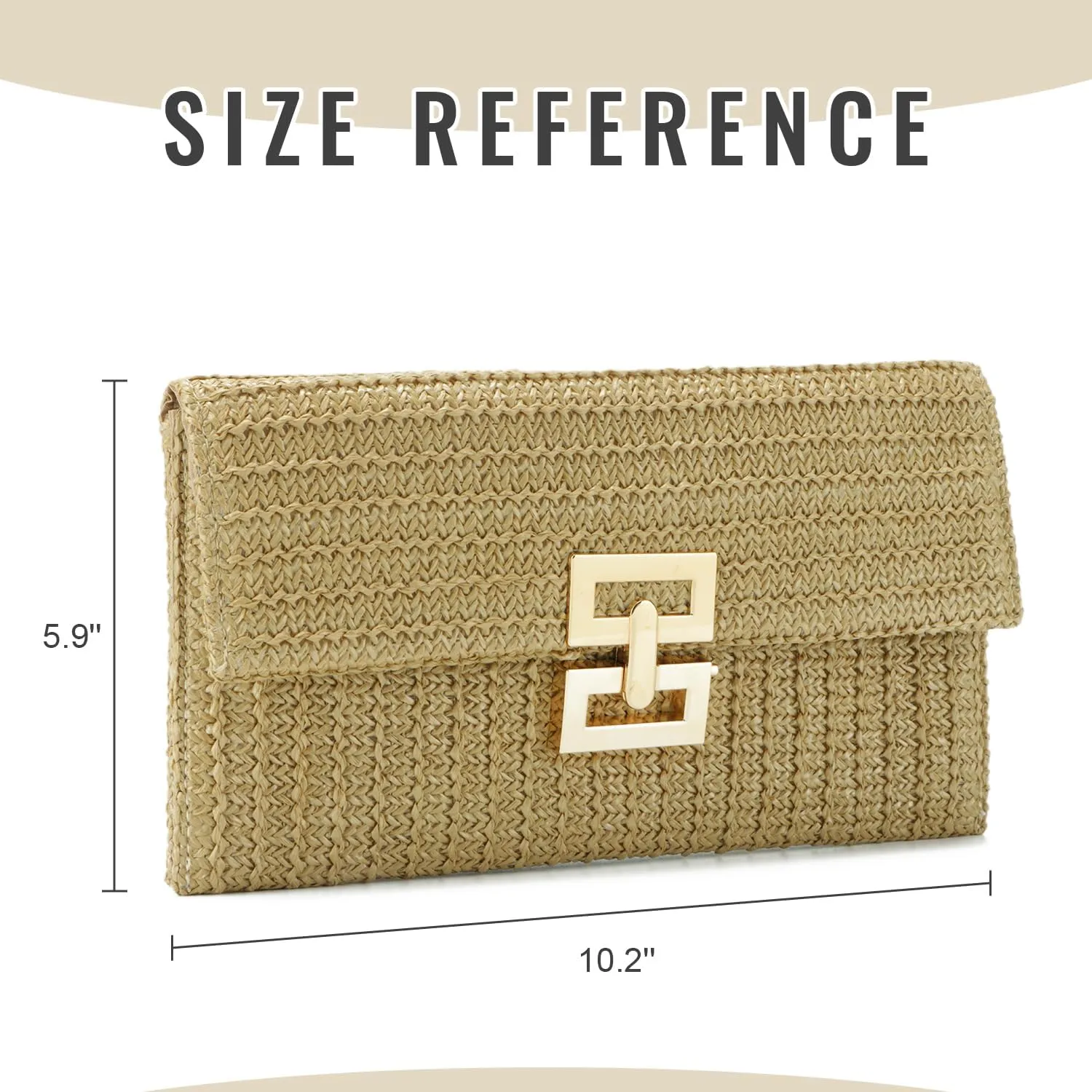 Straw Clutch Purses for Women Summer Beach Bag Woven Purse Wicker Rattan Envelope Clutch for Wedding