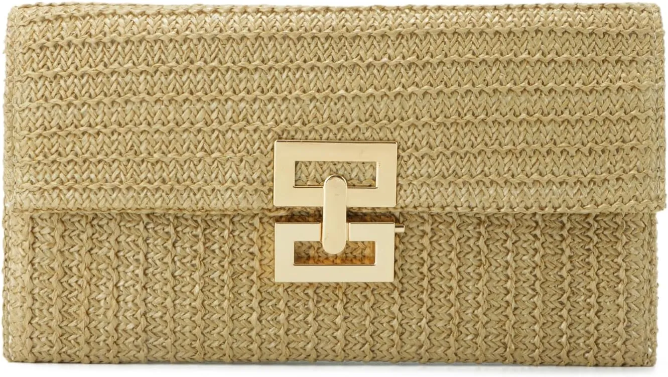 Straw Clutch Purses for Women Summer Beach Bag Woven Purse Wicker Rattan Envelope Clutch for Wedding