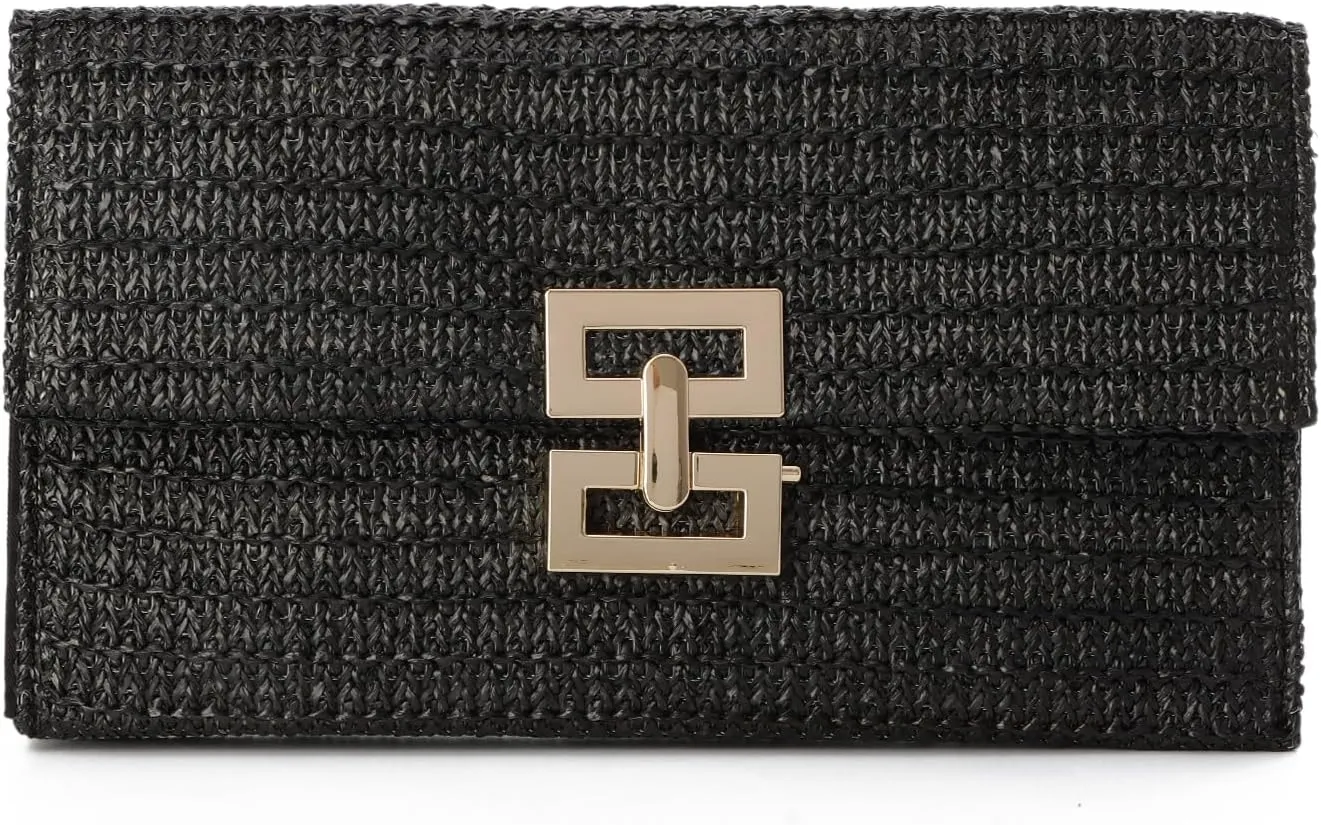 Straw Clutch Purses for Women Summer Beach Bag Woven Purse Wicker Rattan Envelope Clutch for Wedding