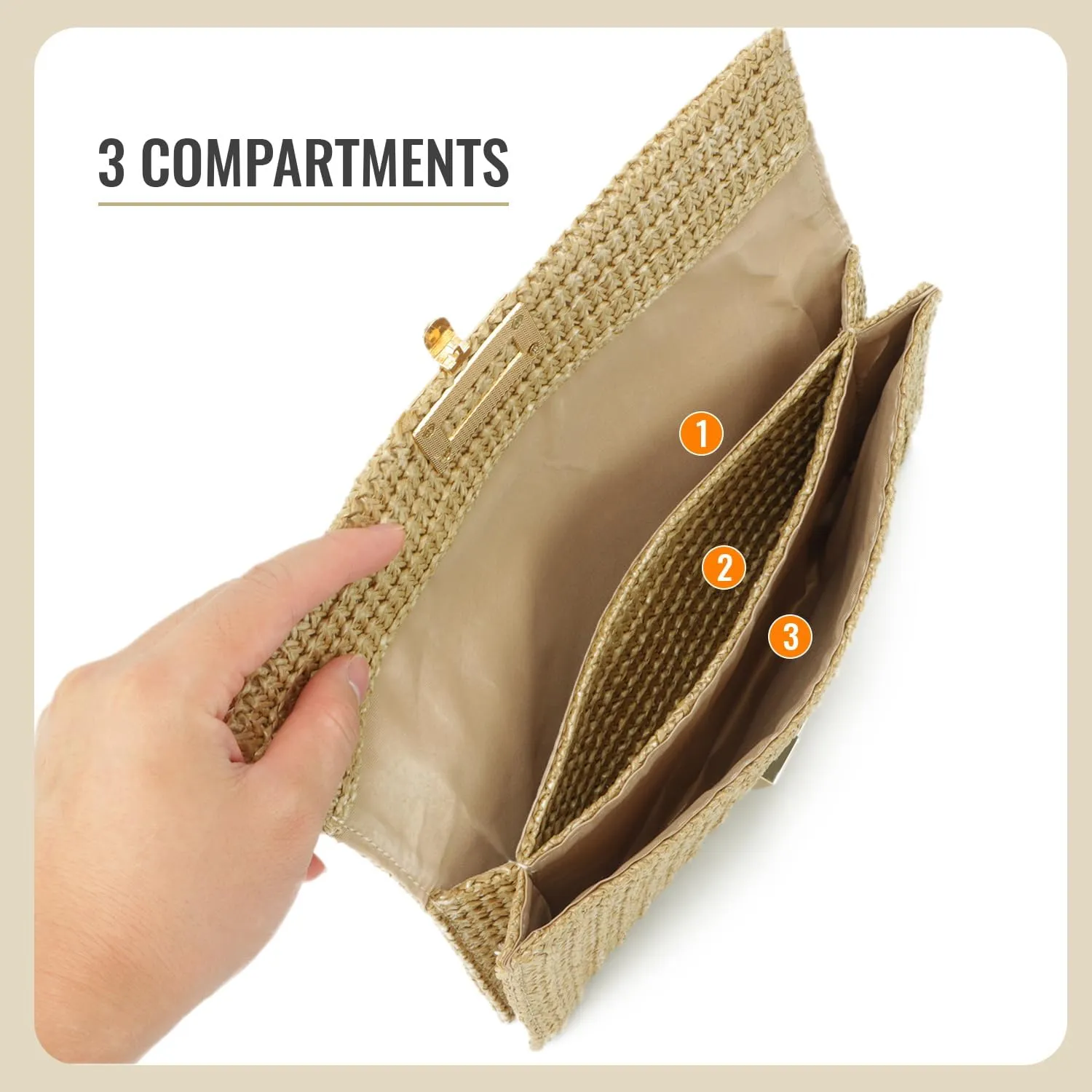 Straw Clutch Purses for Women Summer Beach Bag Woven Purse Wicker Rattan Envelope Clutch for Wedding