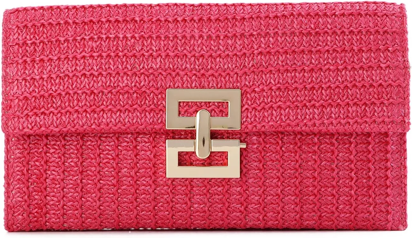 Straw Clutch Purses for Women Summer Beach Bag Woven Purse Wicker Rattan Envelope Clutch for Wedding